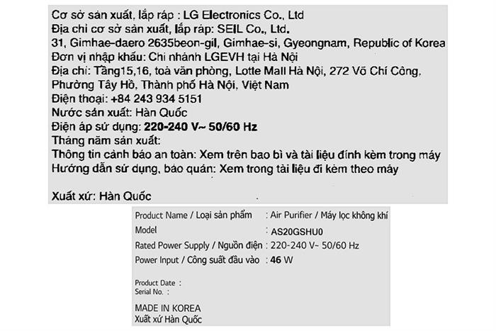 Máy lọc không khí kết hợp Loa LG PuriCare Aero Speaker AS20GSHU0 46W